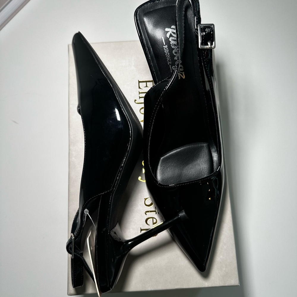 RIBONGZ Slingback Pointed Toe Pumps • Elegant Wedding/Party Heels • 7.5 NWT - Picture 10 of 10